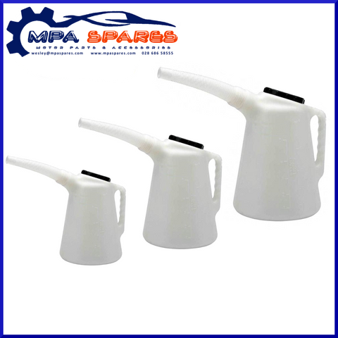 Set Of Oil Jugs 1, 2, & 3 Litre - Flexible Spout - Us & Eu Marked Petrol/Diesel - MPA Spares