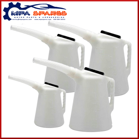 Set Of Oil Jugs 1,2,3, & 5 Litre - Flexible Spout - Us & Eu Marked Petrol/Diesel - MPA Spares